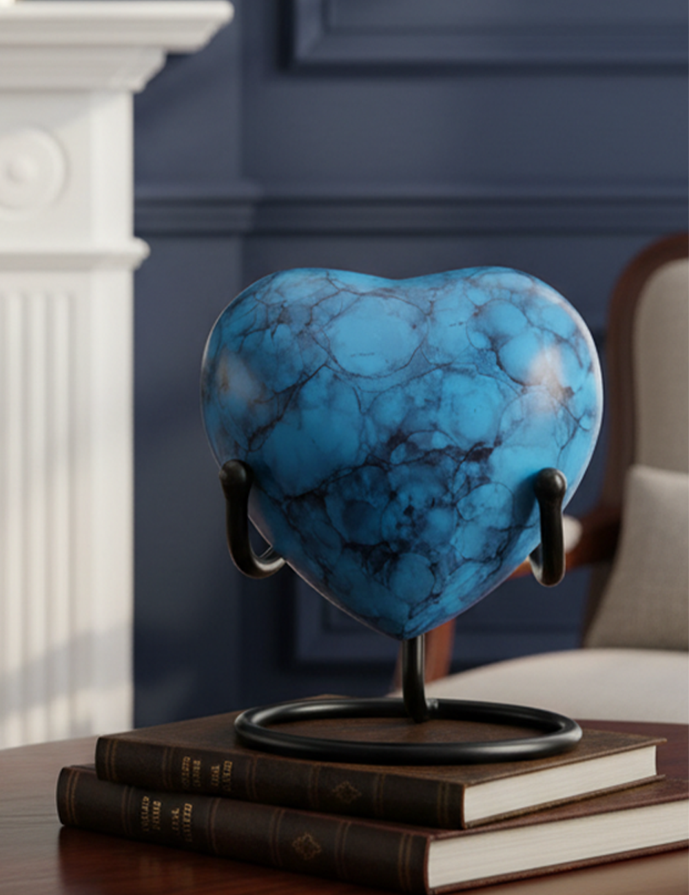 HN6003-Heart-Shaped Metal Cremation Urn with Blue Fire Finish HN6003-Heart-Shaped Metal Cremation Urn with Blue Fire Finish - Image 1