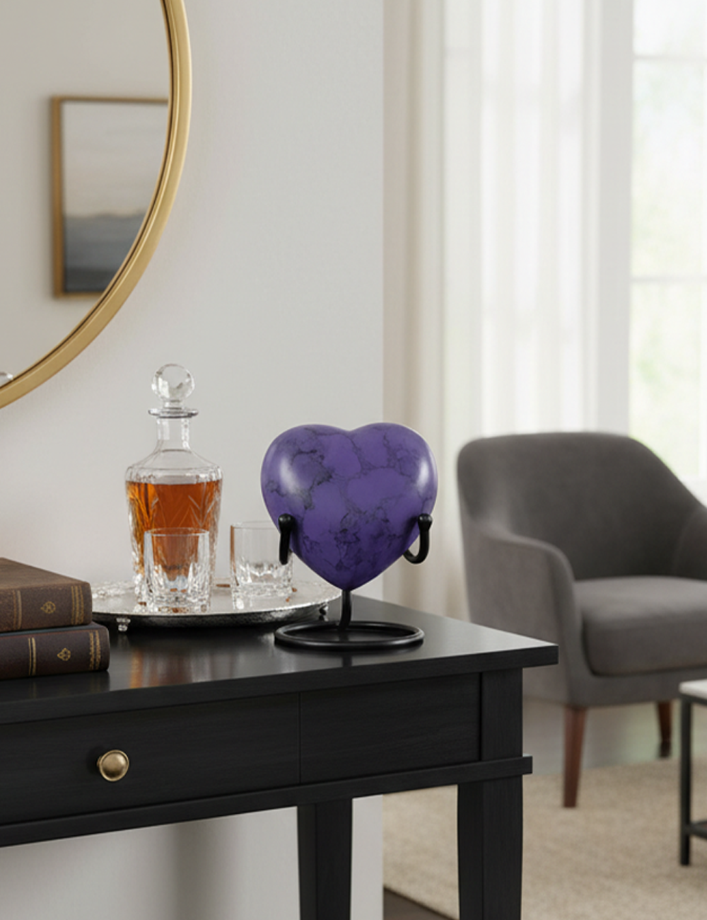HN6004-Heart-Shaped Metal Cremation Urn with Purple Fire Finish HN6004-Heart-Shaped Metal Cremation Urn with Purple Fire Finish - Image 1