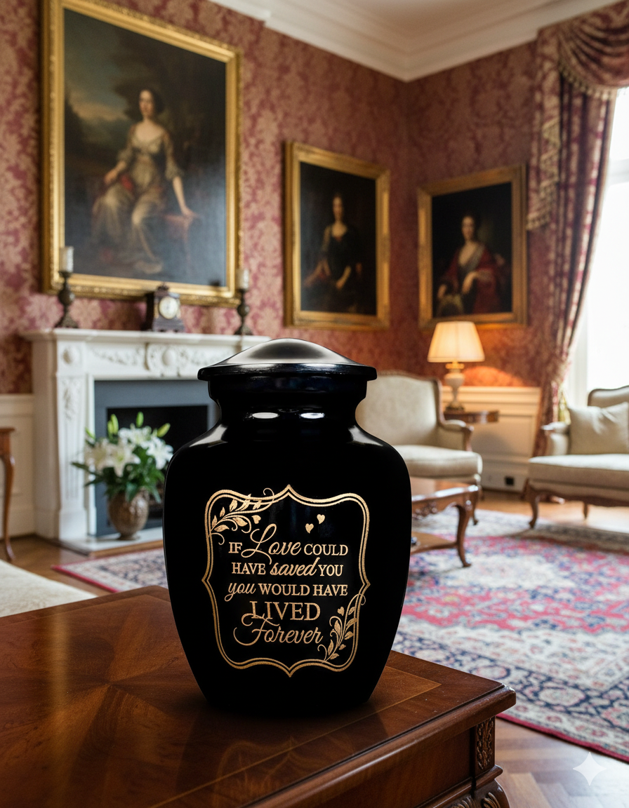 NU1002-Cremation Urn Black with Quote NU1002-Cremation Urn Black with Quote - Image 1