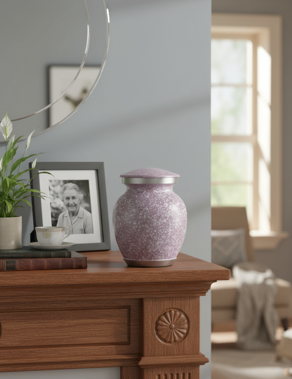 UN511-Pet Cremation Urn with Pink Marble Color UN511-Pet Cremation Urn with Pink Marble Color - Image 1